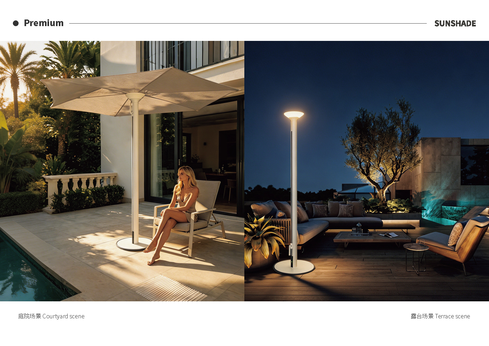 olar Powered LED Outdoor Patio Umbrella